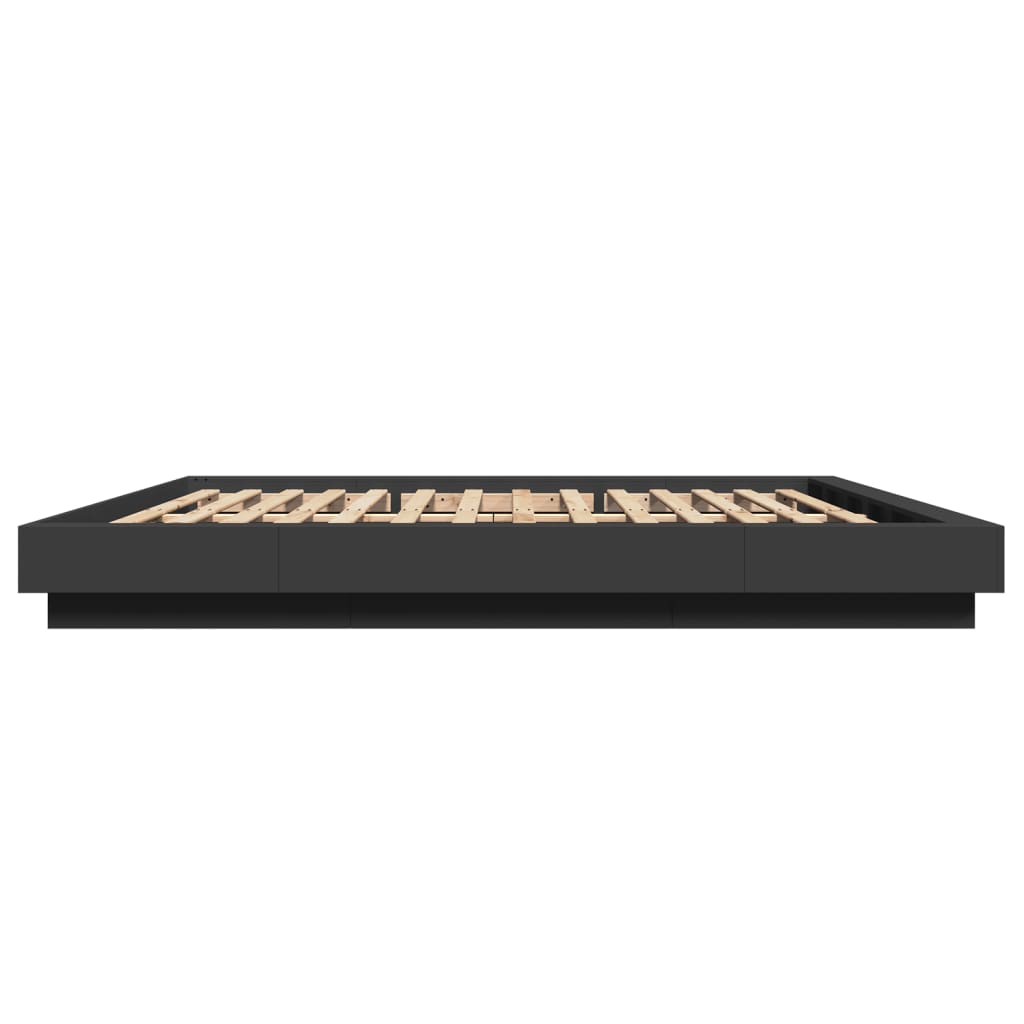 vidaXL Cadru de pat cu lumini LED, negru, 180x200 cm, lemn prelucrat