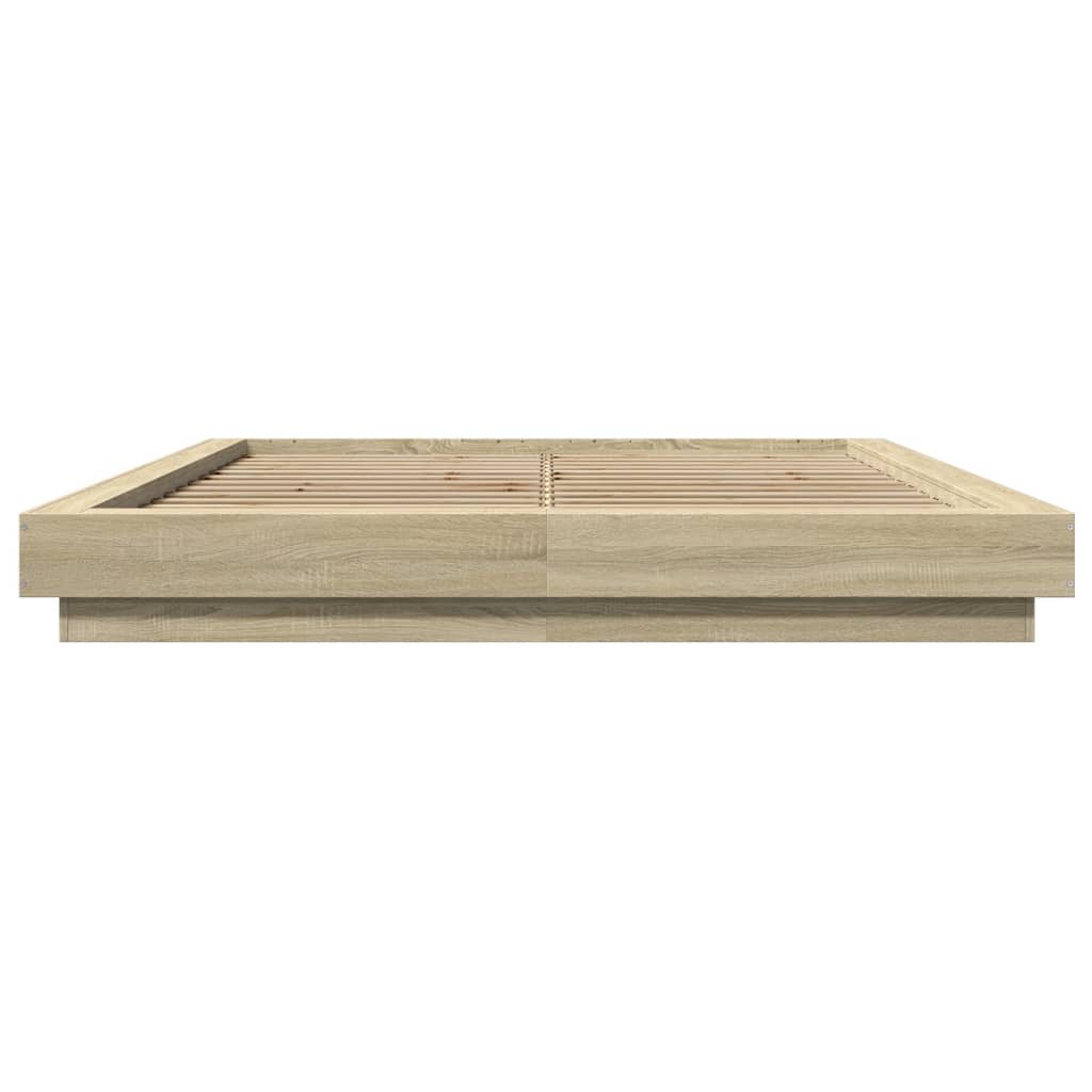 vidaXL Cadru de pat cu LED stejar sonoma 160x200 cm lemn prelucrat