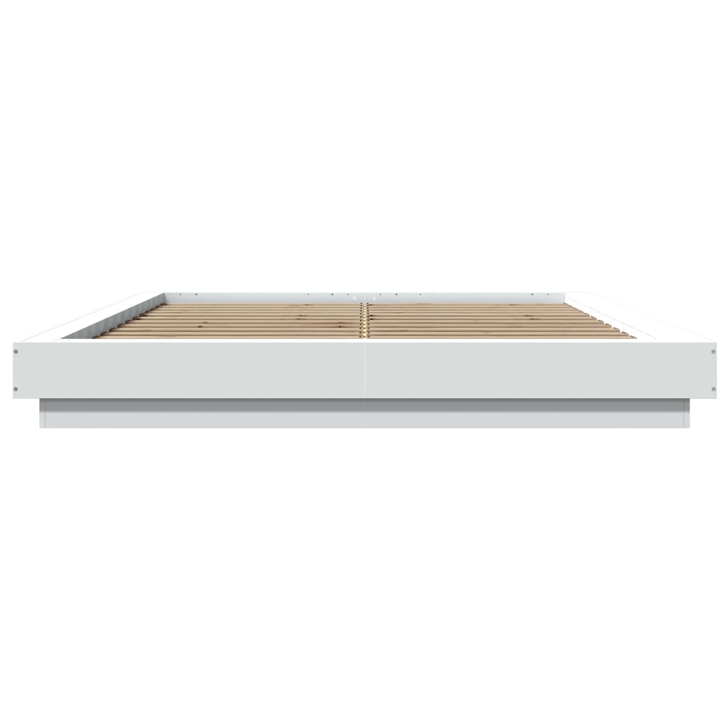 vidaXL Cadru de pat cu lumini LED, alb, 150x200 cm, lemn prelucrat vidaXL Cadru de pat cu lumini LED, alb, 150x200 cm, lemn prelucrat