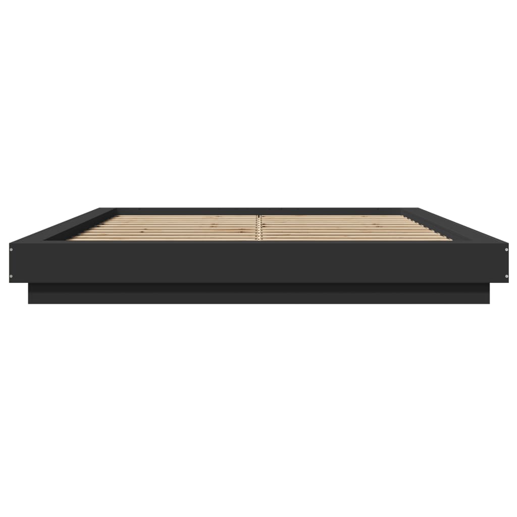vidaXL Cadru de pat cu lumini LED, negru, 150x200 cm, lemn prelucrat vidaXL Cadru de pat cu lumini LED, negru, 150x200 cm, lemn prelucrat
