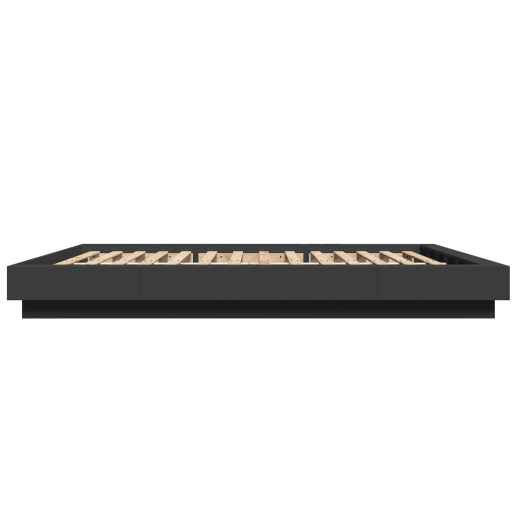 vidaXL Cadru de pat cu lumini LED, negru, 150x200 cm, lemn prelucrat vidaXL Cadru de pat cu lumini LED, negru, 150x200 cm, lemn prelucrat