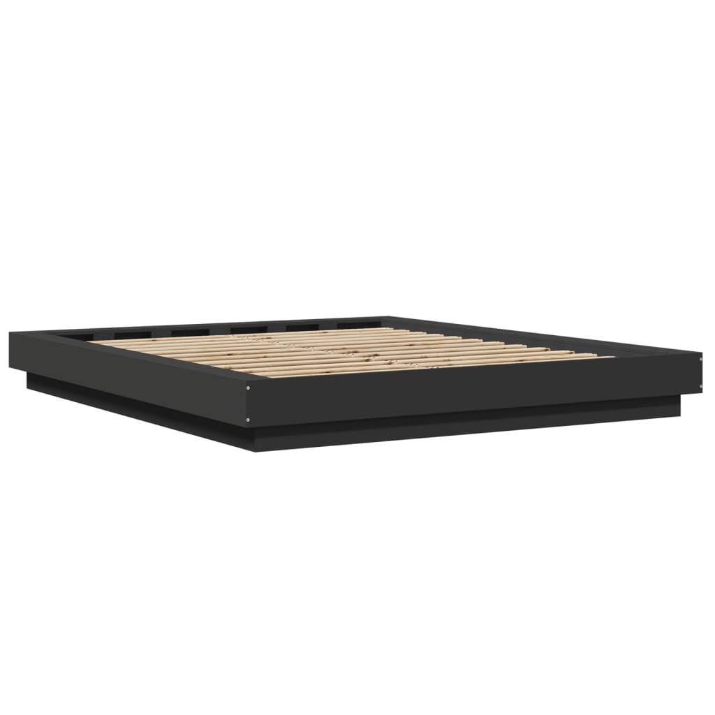 vidaXL Cadru de pat cu lumini LED, negru, 150x200 cm, lemn prelucrat vidaXL Cadru de pat cu lumini LED, negru, 150x200 cm, lemn prelucrat