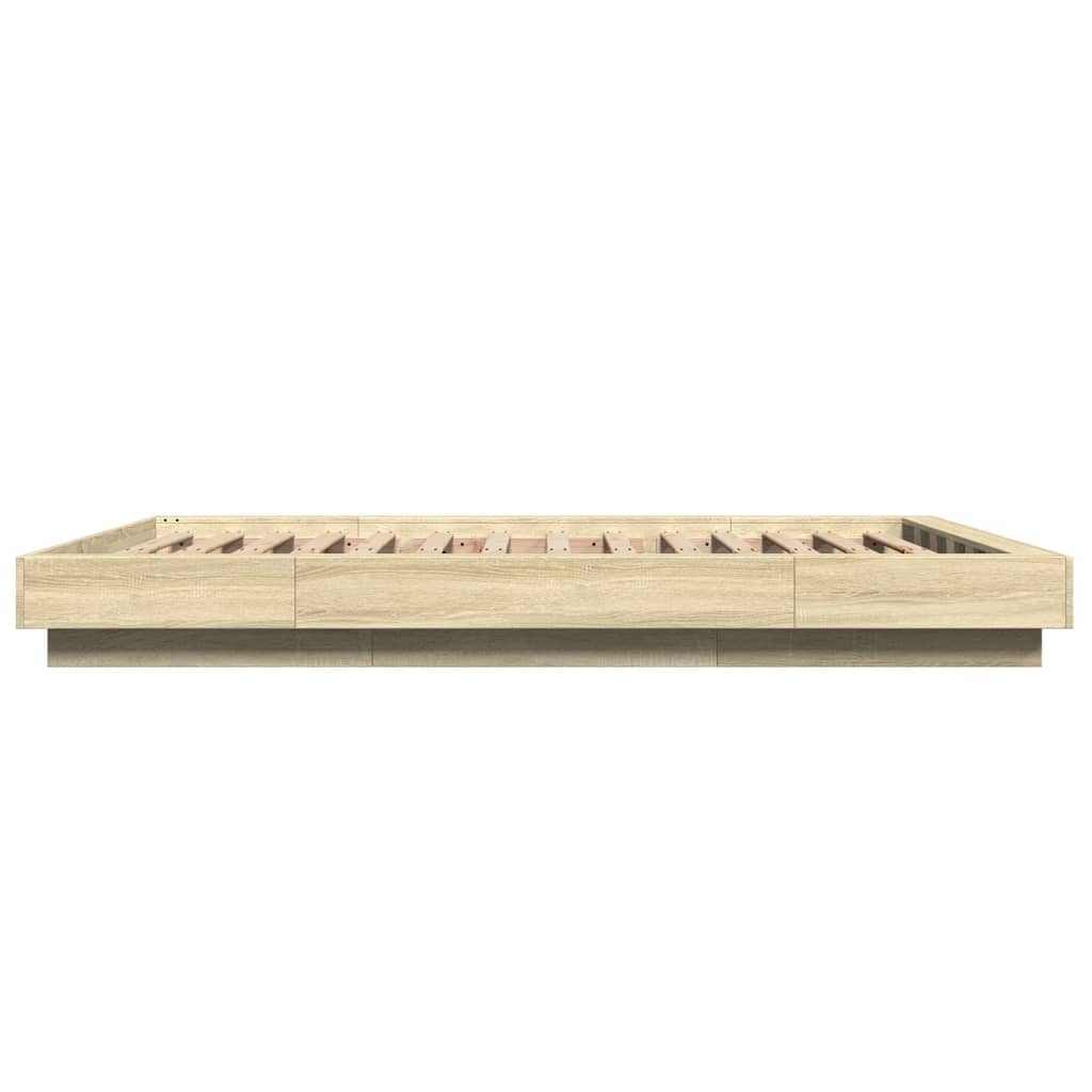 vidaXL Cadru de pat cu LED stejar sonoma 140x200 cm lemn prelucrat