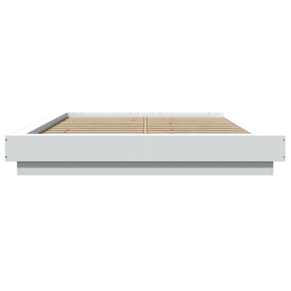 vidaXL Cadru de pat cu lumini LED, alb, 120x200 cm, lemn prelucrat vidaXL Cadru de pat cu lumini LED, alb, 120x200 cm, lemn prelucrat