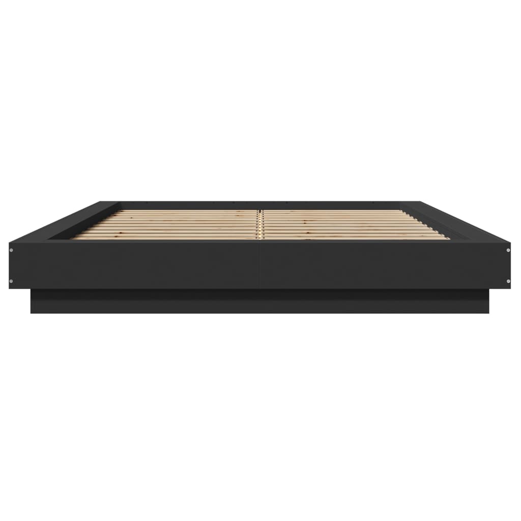 vidaXL Cadru de pat cu lumini LED, negru, 120x200 cm, lemn prelucrat vidaXL Cadru de pat cu lumini LED, negru, 120x200 cm, lemn prelucrat