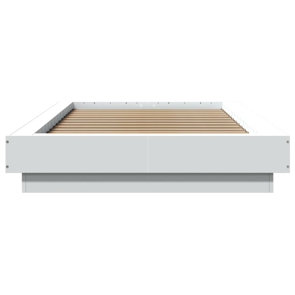 vidaXL Cadru de pat cu lumini LED, alb, 100x200 cm, lemn prelucrat vidaXL Cadru de pat cu lumini LED, alb, 100x200 cm, lemn prelucrat