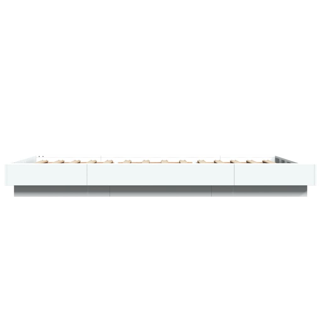 vidaXL Cadru de pat cu lumini LED, alb, 90x200 cm, lemn prelucrat