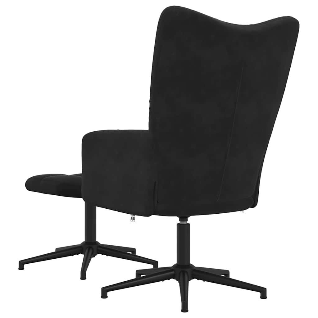 vidaXL Scaun de relaxare cu taburet, negru, catifea vidaXL Scaun de relaxare cu taburet, negru, catifea