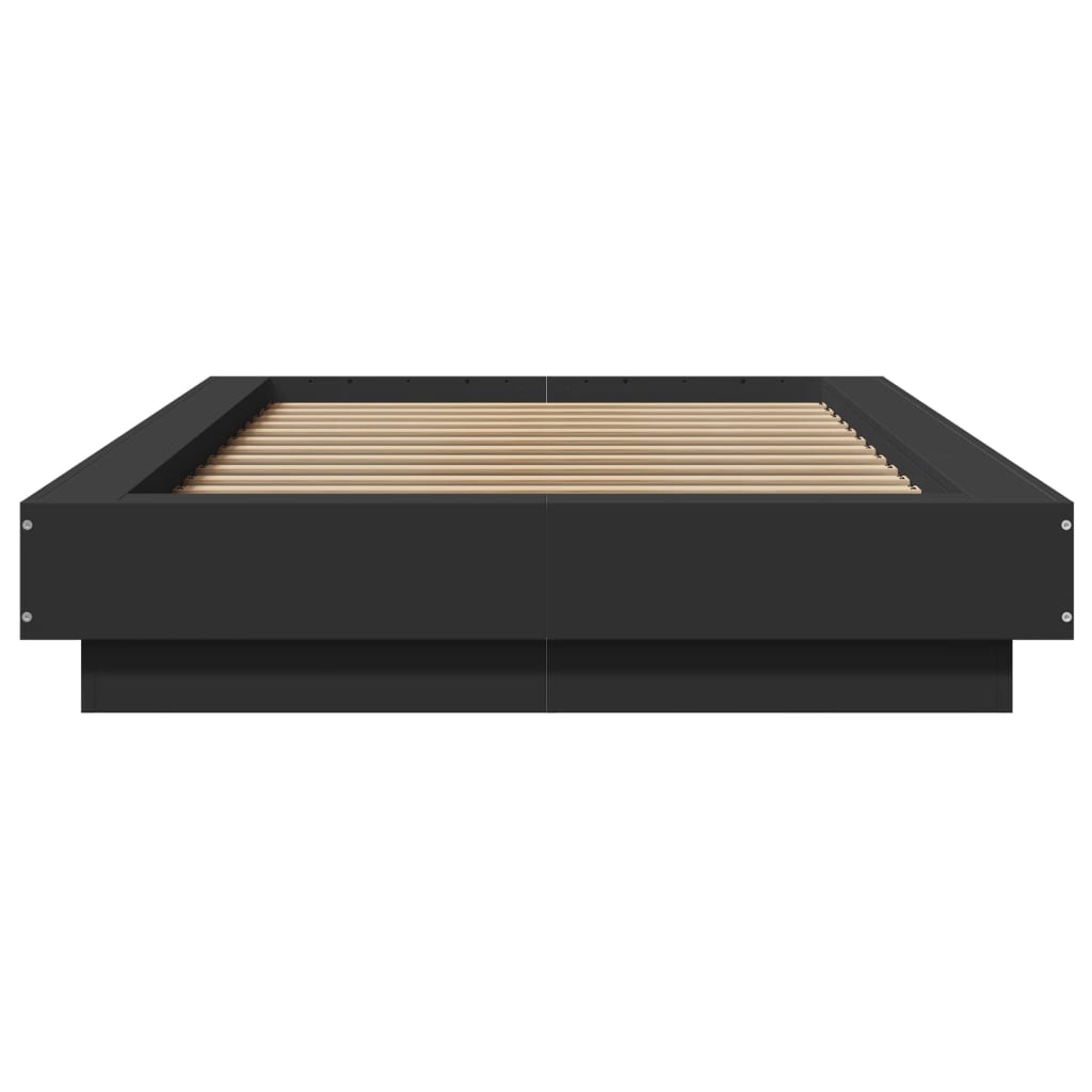vidaXL Cadru de pat cu lumini LED, negru, 90x200 cm, lemn prelucrat