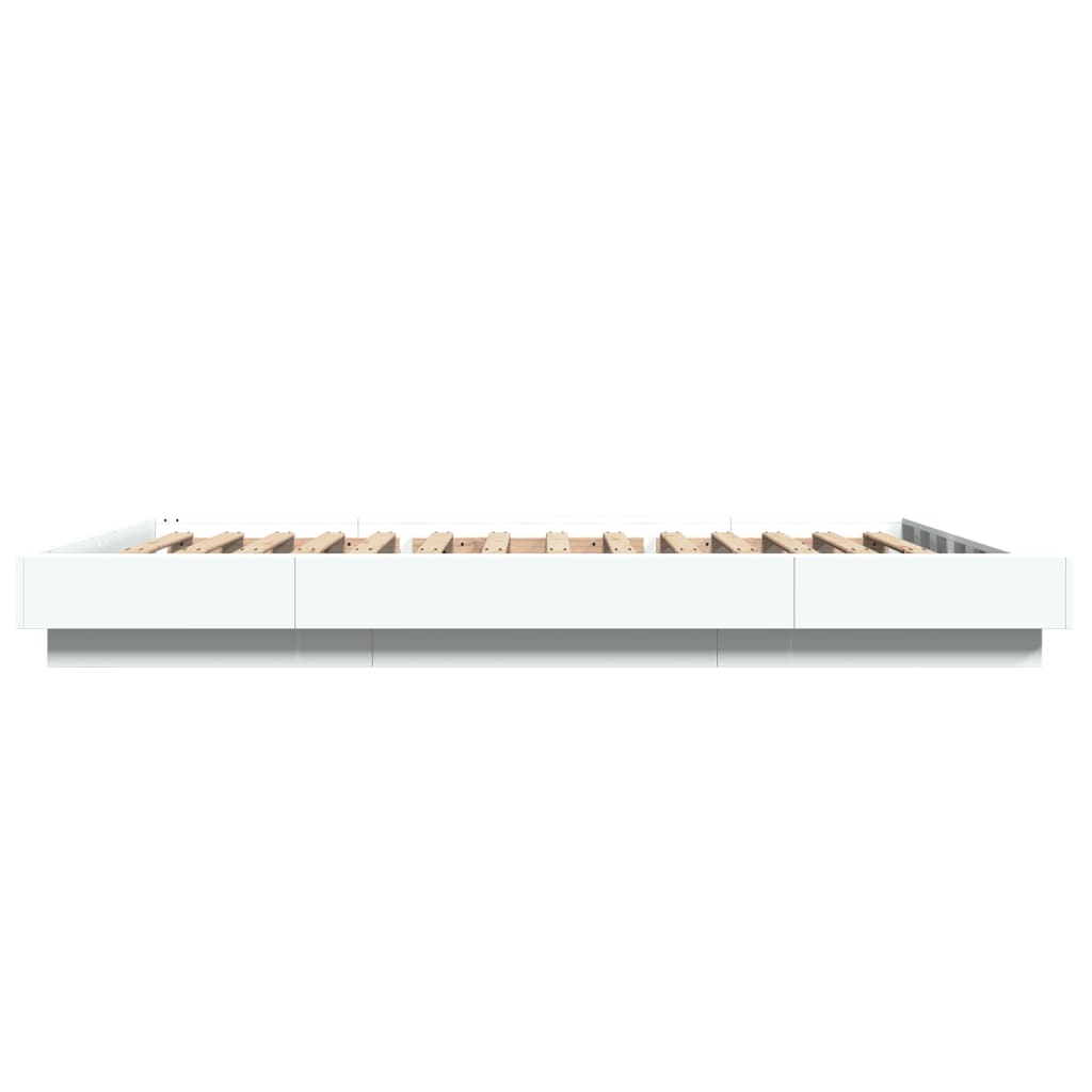 vidaXL Cadru de pat cu lumini LED, alb, 140x190 cm, lemn prelucrat vidaXL Cadru de pat cu lumini LED, alb, 140x190 cm, lemn prelucrat