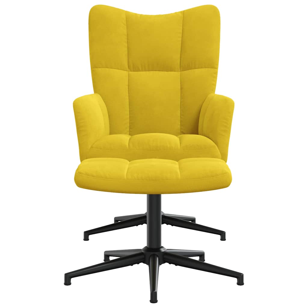 vidaXL Scaun de relaxare cu taburet, galben muștar, catifea vidaXL Scaun de relaxare cu taburet, galben muștar, catifea