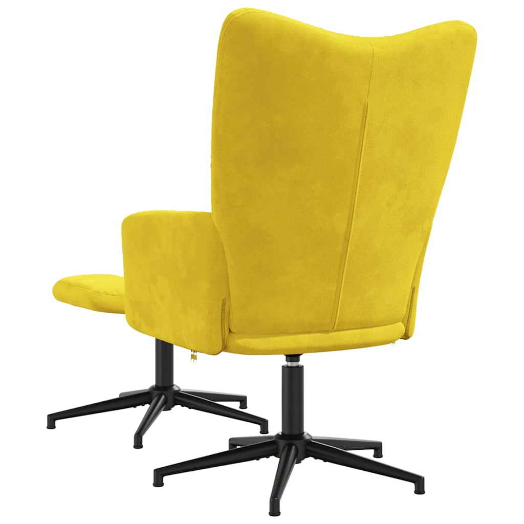 vidaXL Scaun de relaxare cu taburet, galben muștar, catifea vidaXL Scaun de relaxare cu taburet, galben muștar, catifea