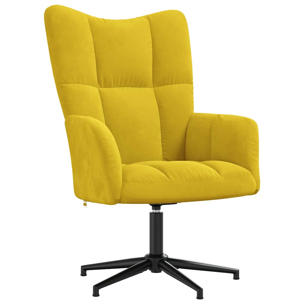 vidaXL Scaun de relaxare cu taburet, galben muștar, catifea vidaXL Scaun de relaxare cu taburet, galben muștar, catifea