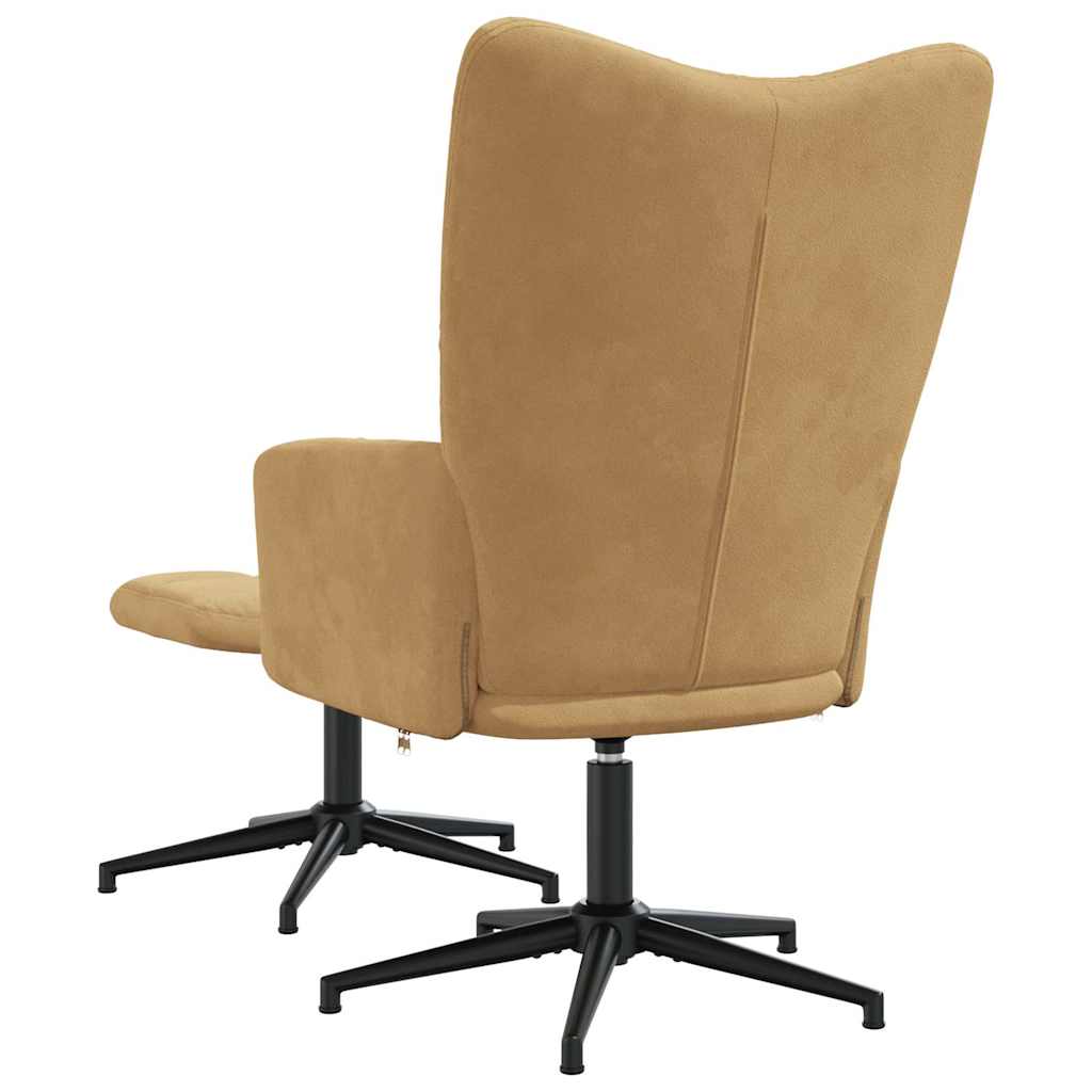 vidaXL Scaun de relaxare cu taburet, maro, catifea