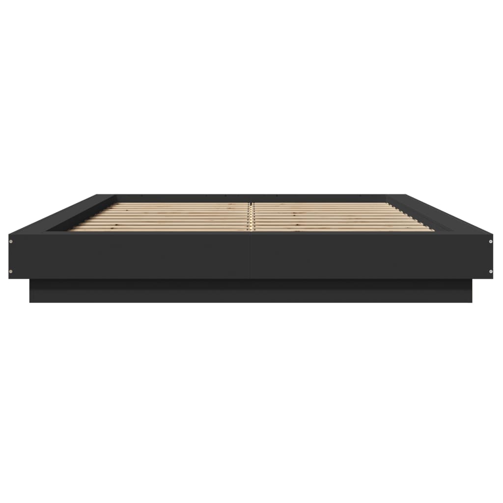vidaXL Cadru de pat cu lumini LED, negru, 120x190 cm, lemn prelucrat vidaXL Cadru de pat cu lumini LED, negru, 120x190 cm, lemn prelucrat