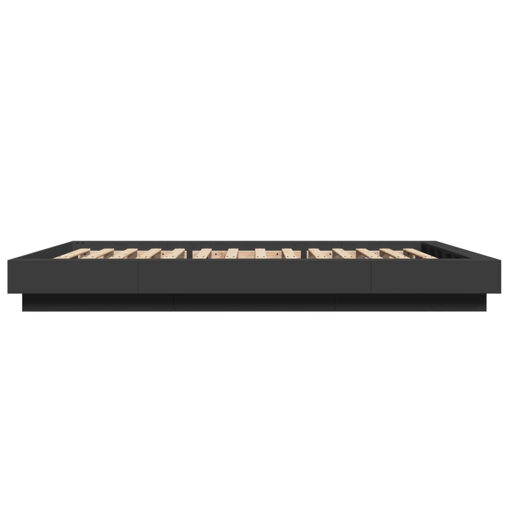vidaXL Cadru de pat cu lumini LED, negru, 120x190 cm, lemn prelucrat vidaXL Cadru de pat cu lumini LED, negru, 120x190 cm, lemn prelucrat
