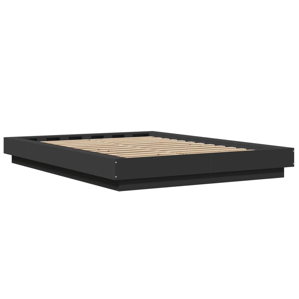 vidaXL Cadru de pat cu lumini LED, negru, 120x190 cm, lemn prelucrat vidaXL Cadru de pat cu lumini LED, negru, 120x190 cm, lemn prelucrat