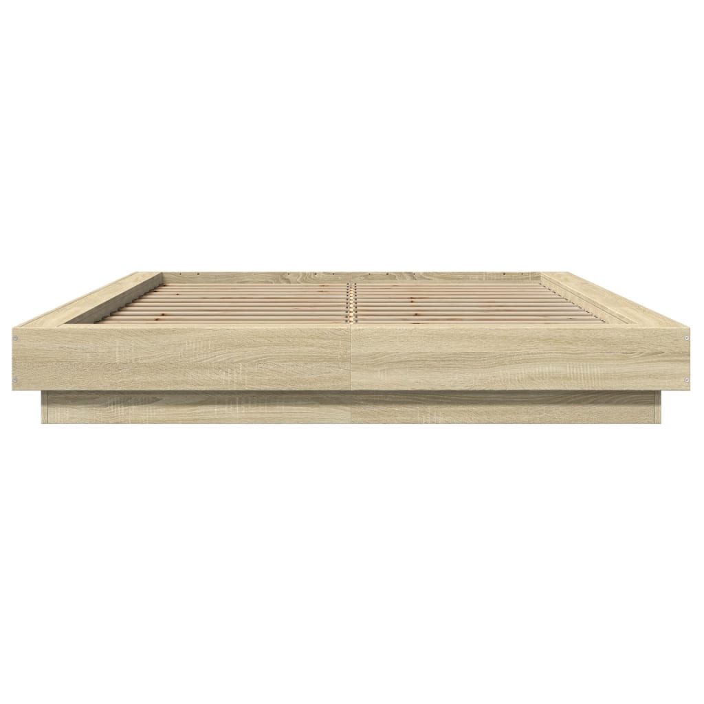 vidaXL Cadru de pat cu LED stejar sonoma 120x190 cm lemn prelucrat