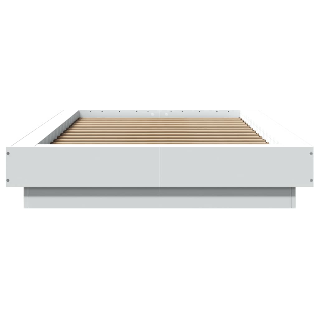 vidaXL Cadru de pat cu lumini LED, alb, 90x190 cm, lemn prelucrat