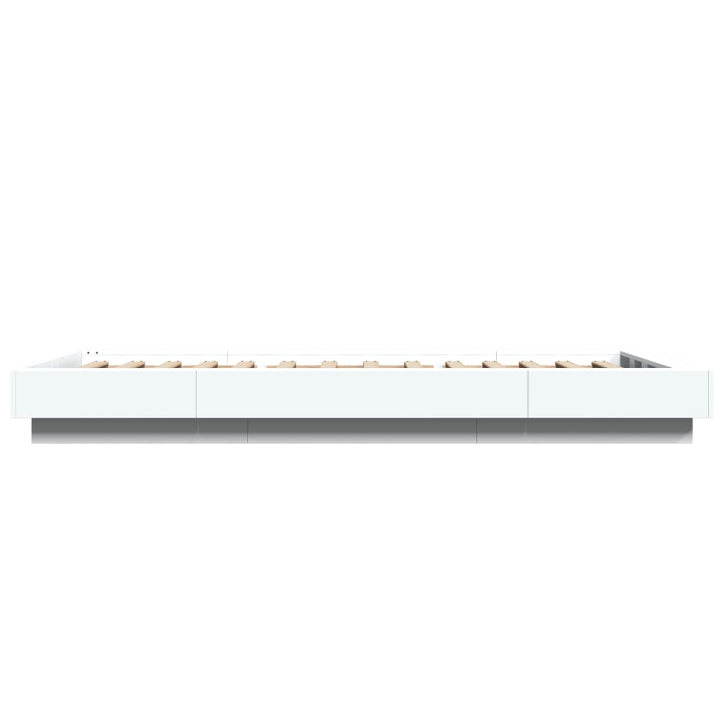 vidaXL Cadru de pat cu lumini LED, alb, 90x190 cm, lemn prelucrat