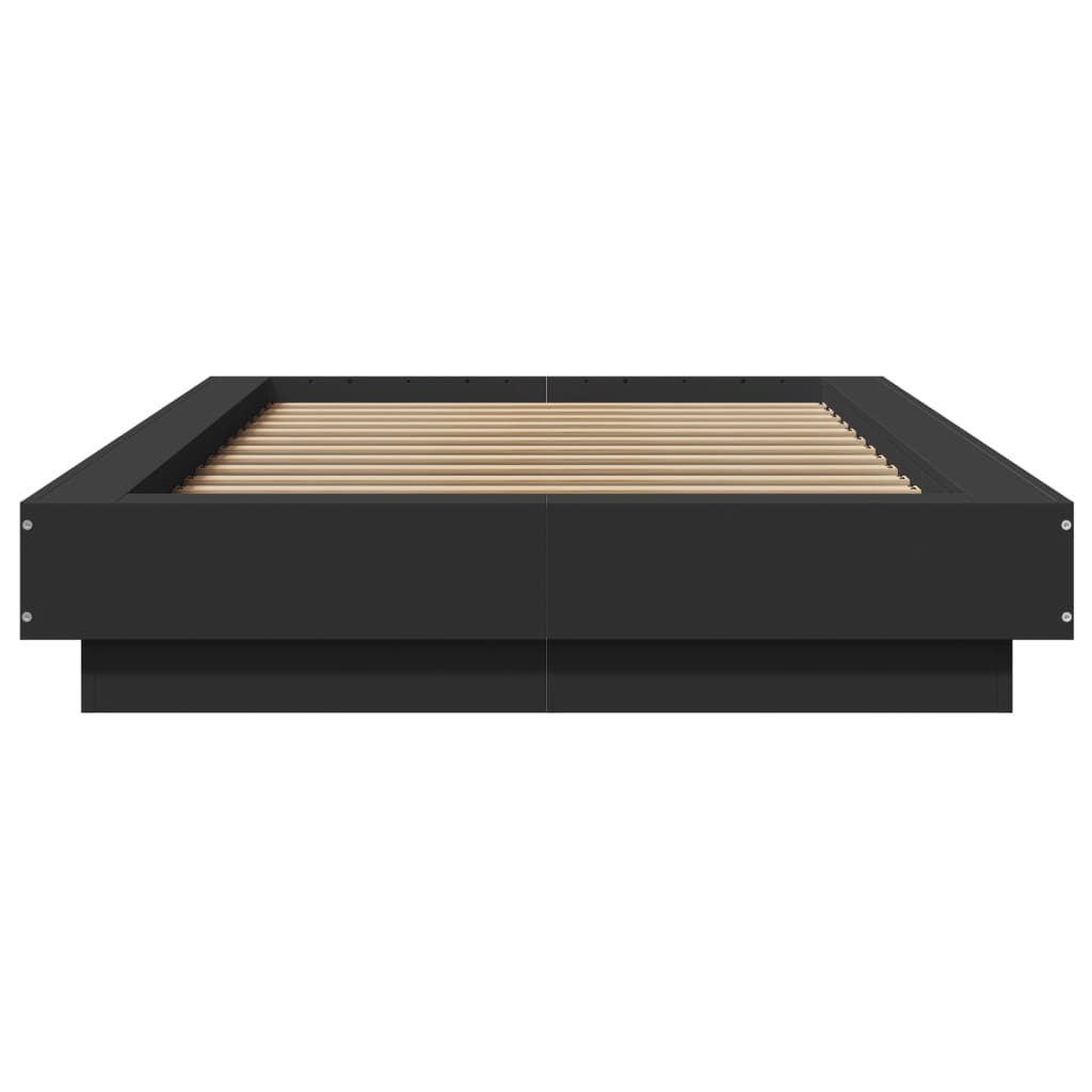 vidaXL Cadru de pat cu lumini LED, negru, 90x190 cm, lemn prelucrat