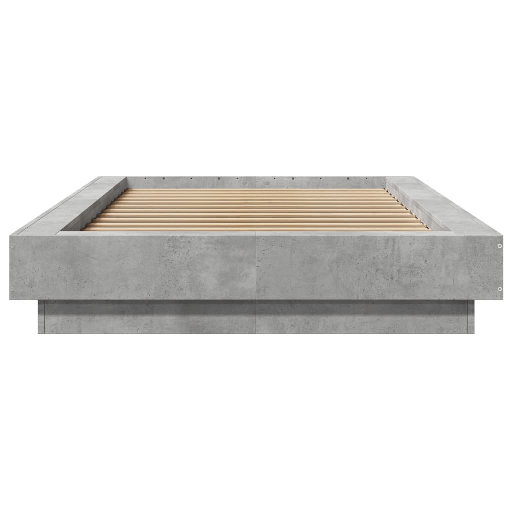 vidaXL Cadru de pat cu LED, gri beton, 90x190 cm, lemn prelucrat