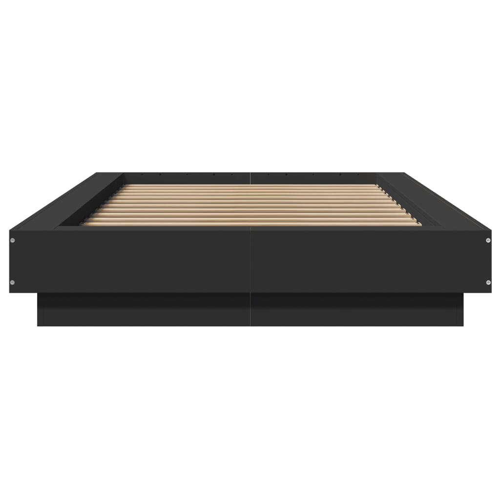 vidaXL Cadru de pat cu LED, negru, 75x190 cm, lemn prelucrat