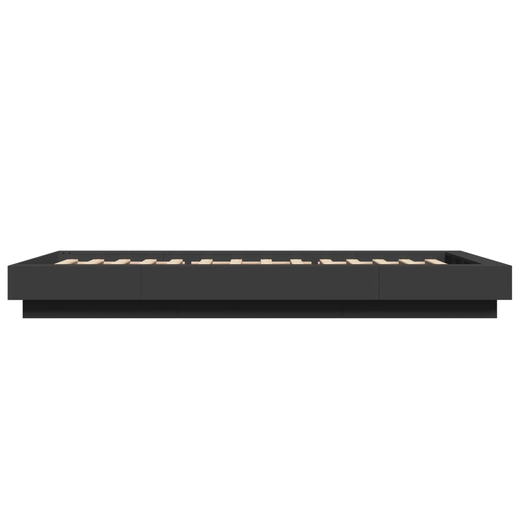 vidaXL Cadru de pat cu LED, negru, 75x190 cm, lemn prelucrat