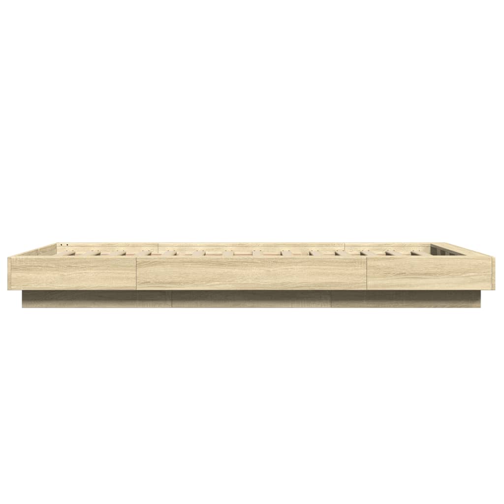 vidaXL Cadru de pat cu LED stejar sonoma 75x190 cm lemn prelucrat