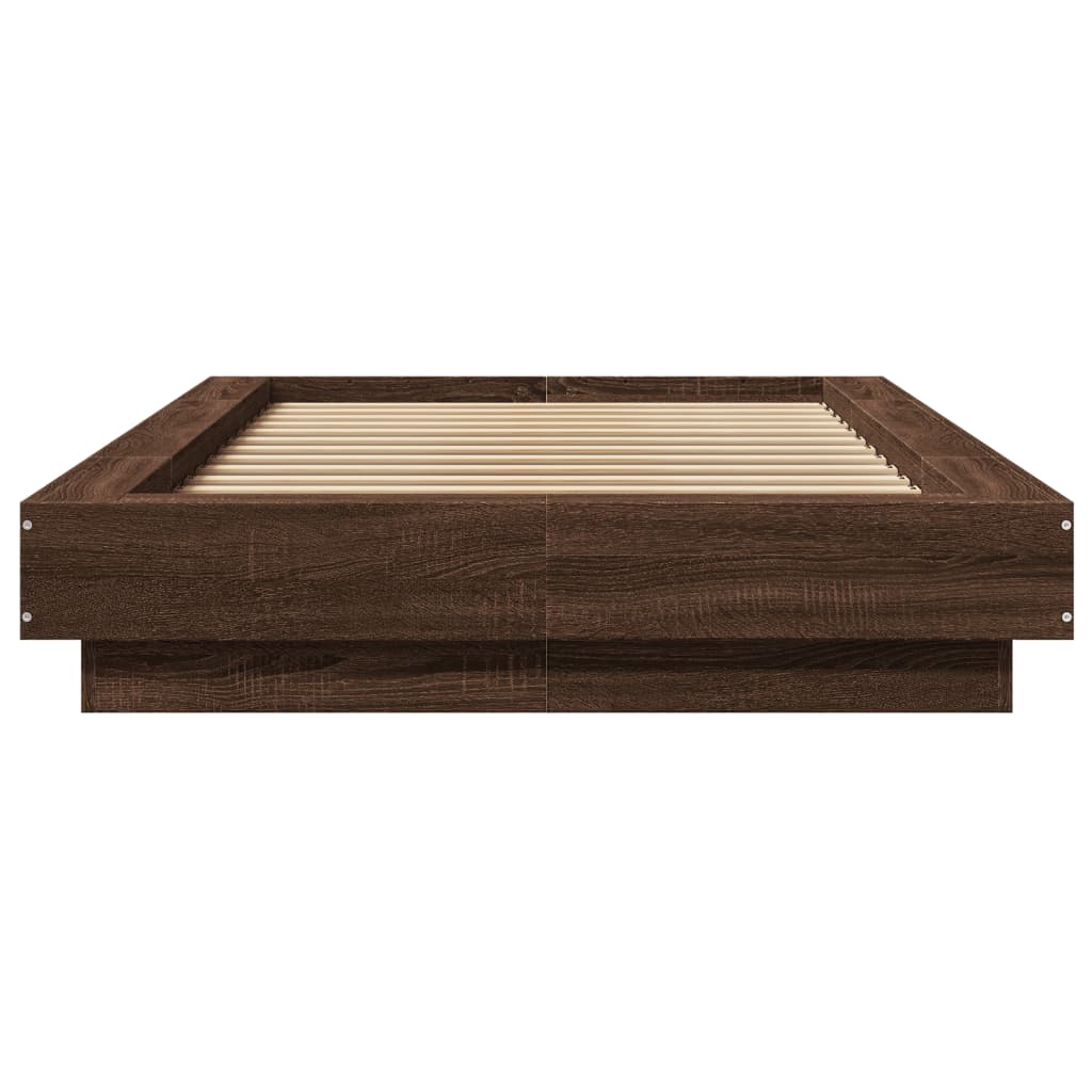 vidaXL Cadru de pat cu LED stejar maro 75x190 cm lemn prelucrat