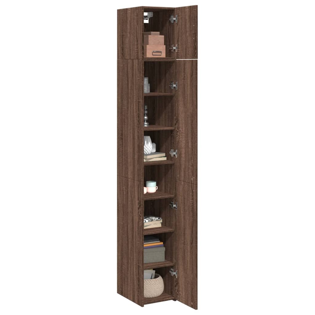 vidaXL Dulap depozitare slim stejar maro 30x42,5x225 cm lemn prelucrat vidaXL Dulap depozitare slim stejar maro 30x42,5x225 cm lemn prelucrat