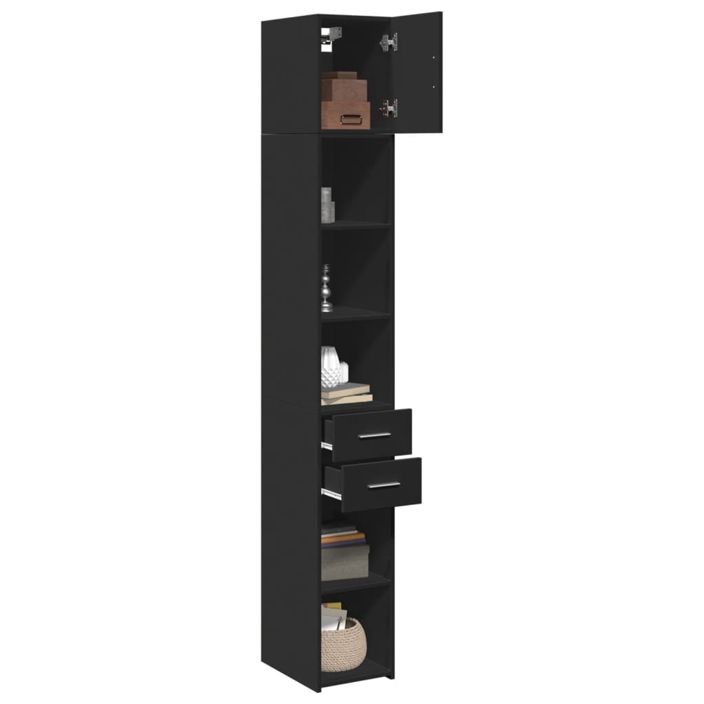 vidaXL Dulap depozitare slim negru 30x42,5x225 cm lemn prelucrat
