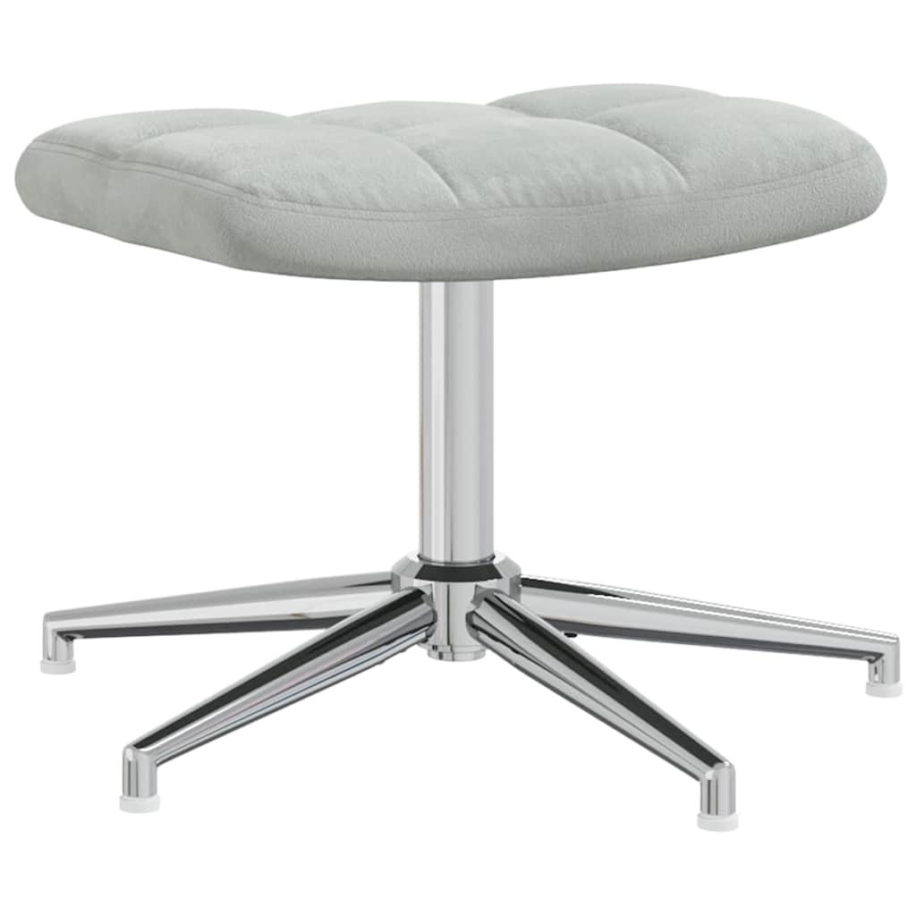vidaXL Scaun de relaxare cu taburet, gri deschis, catifea vidaXL Scaun de relaxare cu taburet, gri deschis, catifea