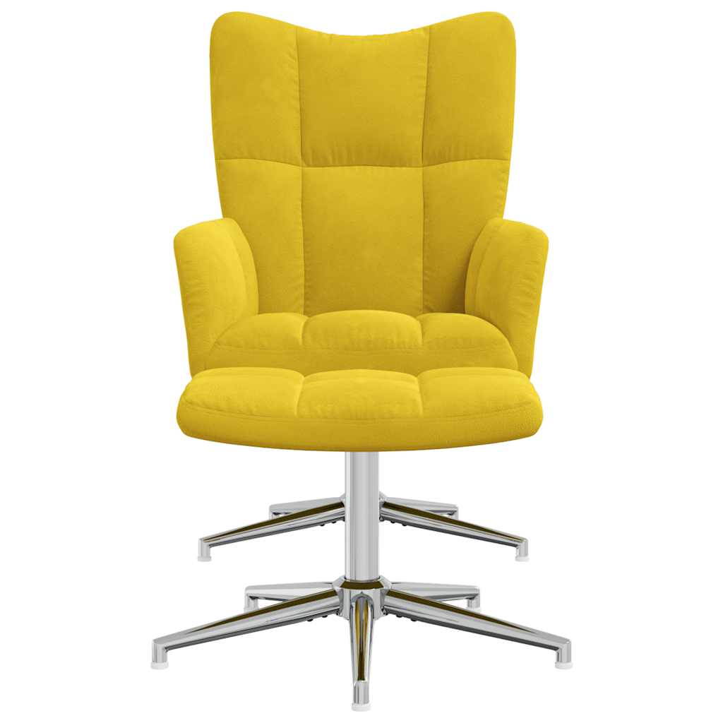 vidaXL Scaun de relaxare cu taburet, galben muștar, catifea vidaXL Scaun de relaxare cu taburet, galben muștar, catifea