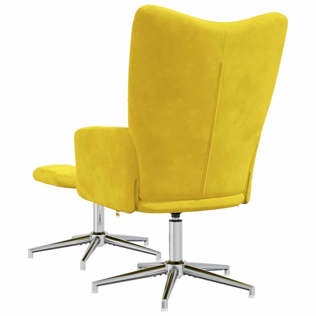 vidaXL Scaun de relaxare cu taburet, galben muștar, catifea vidaXL Scaun de relaxare cu taburet, galben muștar, catifea