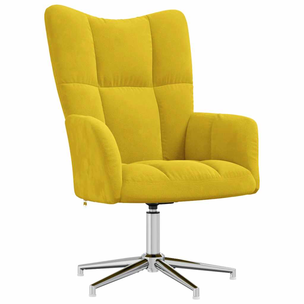 vidaXL Scaun de relaxare cu taburet, galben muștar, catifea vidaXL Scaun de relaxare cu taburet, galben muștar, catifea