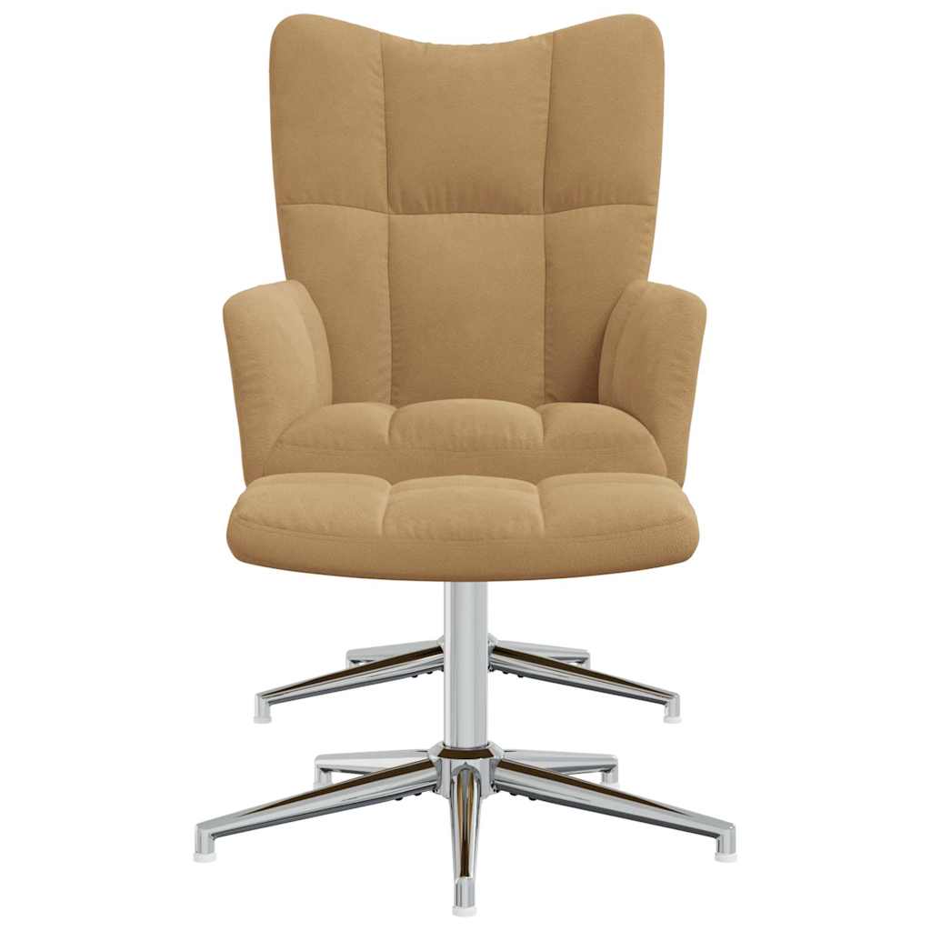 vidaXL Scaun de relaxare cu taburet, maro, catifea