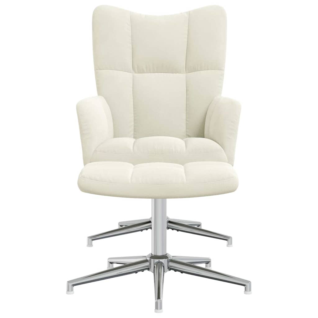 vidaXL Scaun de relaxare cu taburet, alb crem, catifea