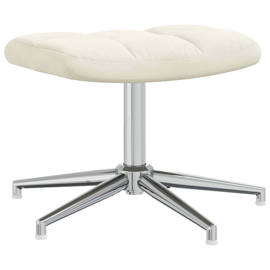 vidaXL Scaun de relaxare cu taburet, alb crem, catifea