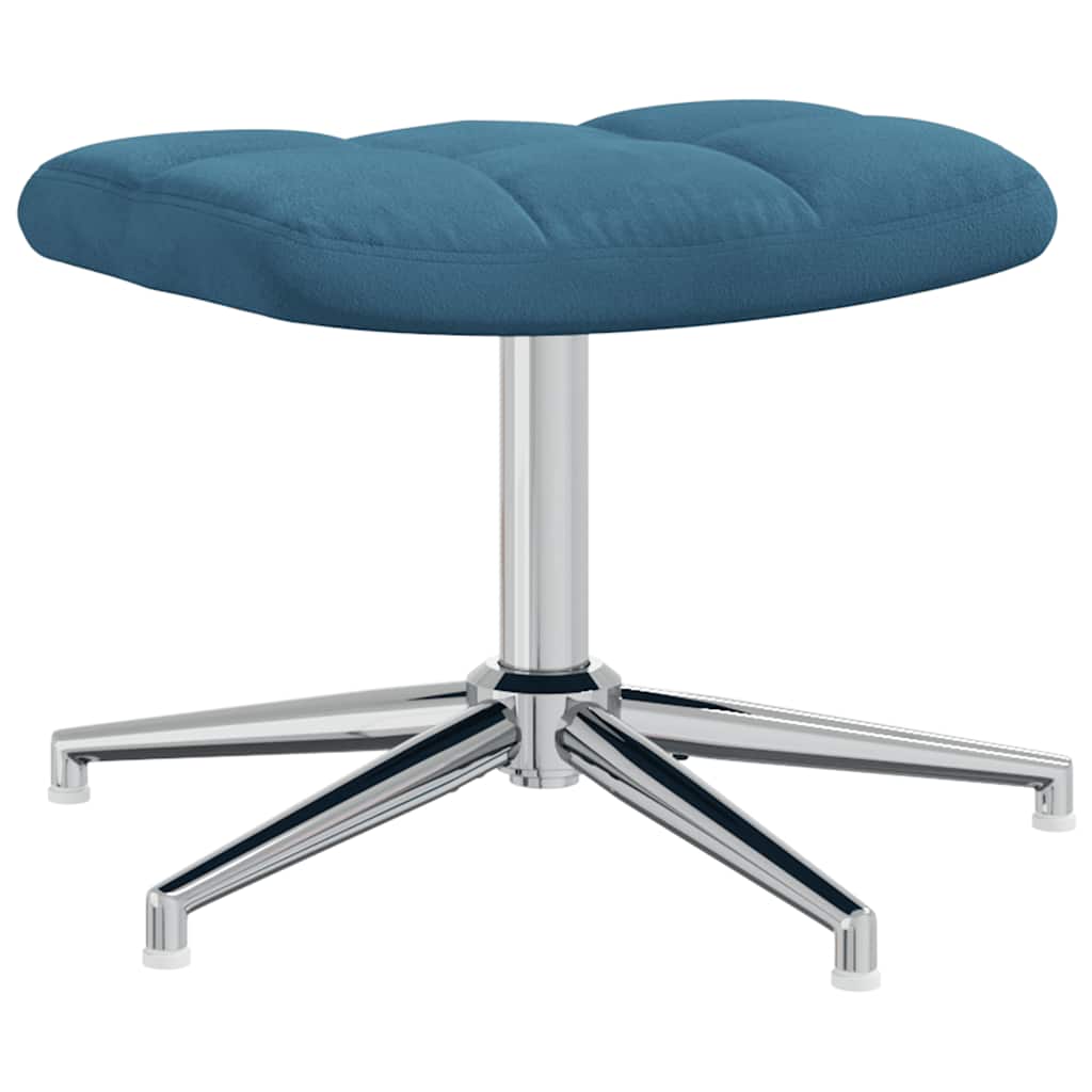 vidaXL Scaun de relaxare cu taburet, albastru, catifea vidaXL Scaun de relaxare cu taburet, albastru, catifea
