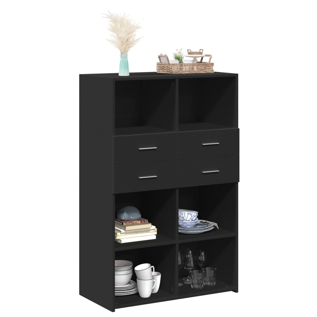 vidaXL Dulap înalt, negru, 80x42,5x124 cm, lemn prelucrat
