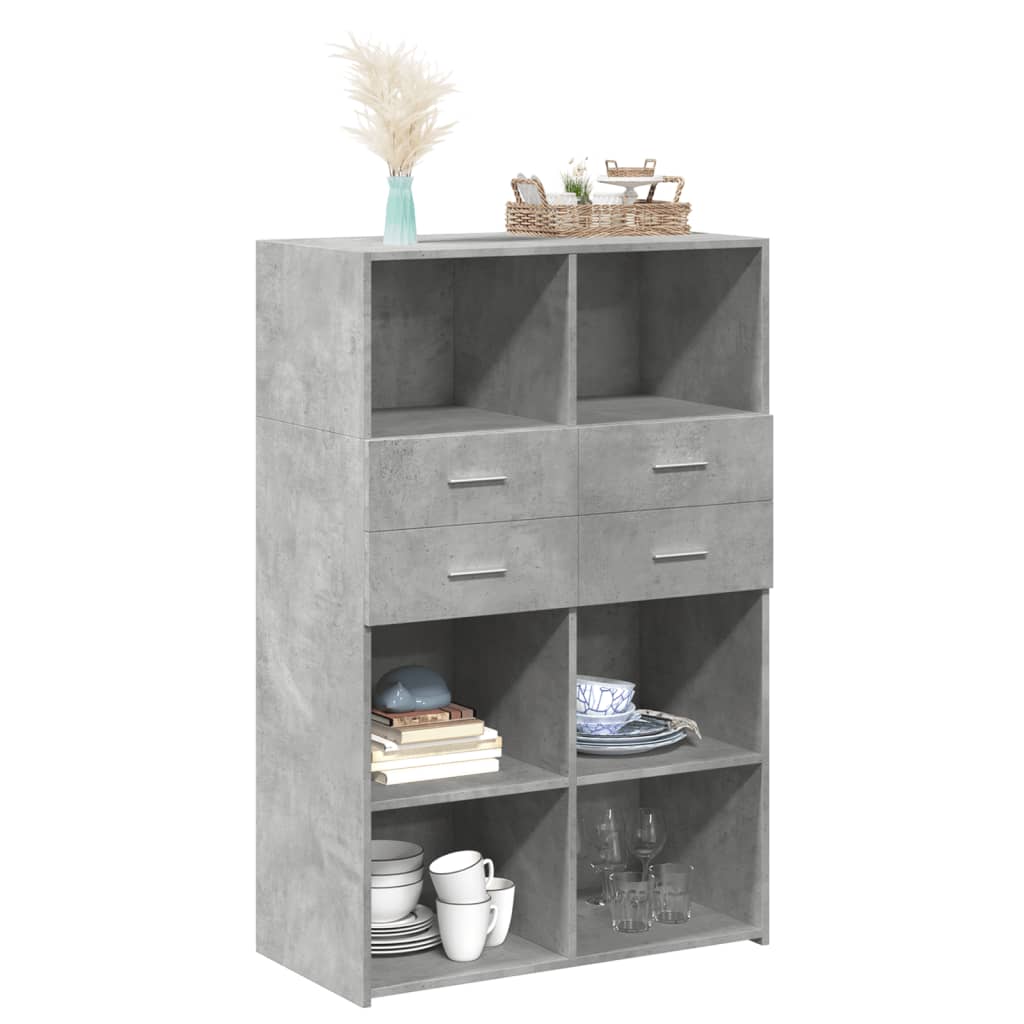 vidaXL Dulap înalt, gri beton, 80x42,5x124 cm, lemn prelucrat