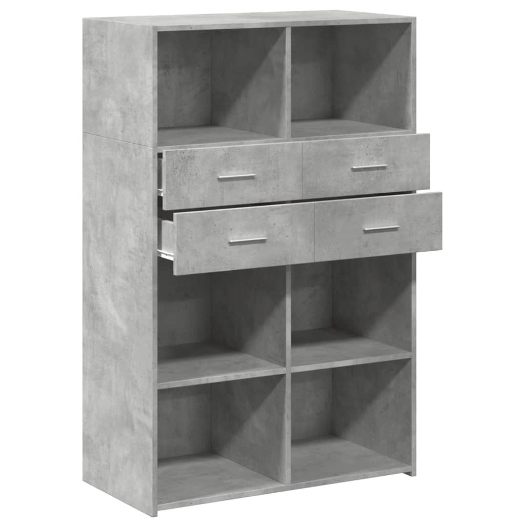 vidaXL Dulap înalt, gri beton, 80x42,5x124 cm, lemn prelucrat