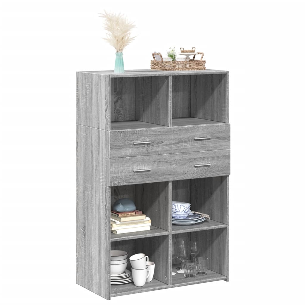 vidaXL Dulap înalt, gri sonoma, 80x42,5x124 cm, lemn prelucrat