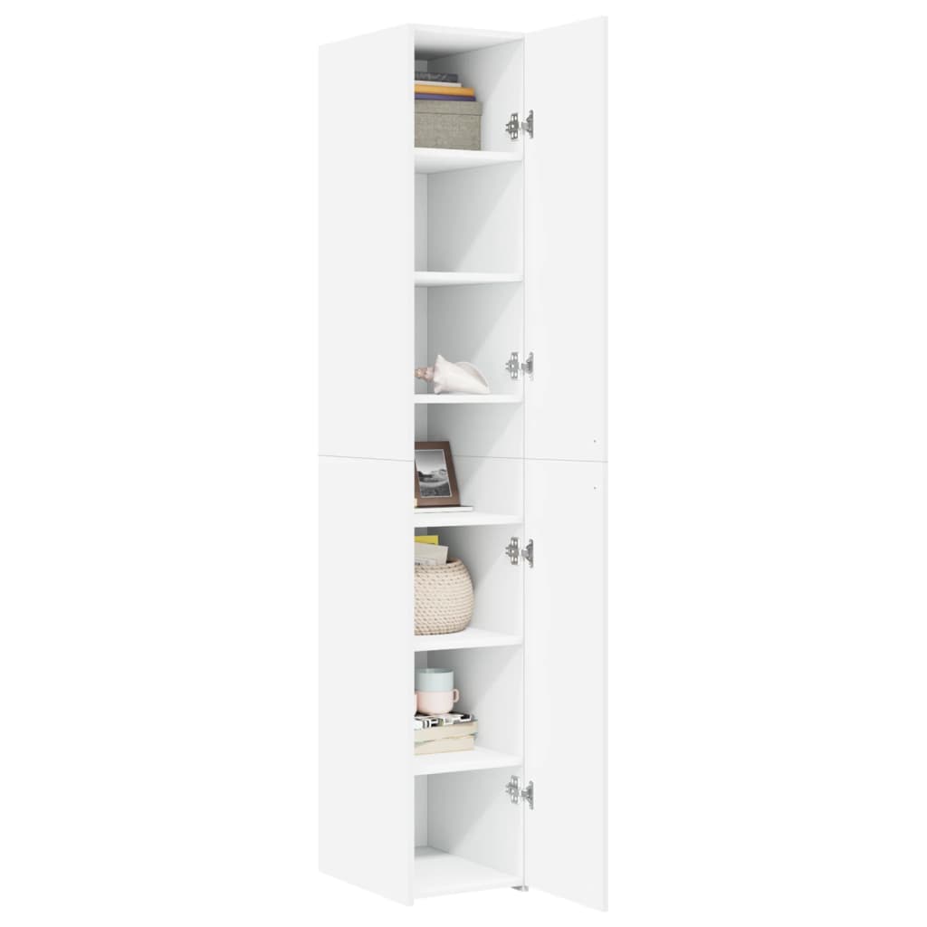 vidaXL Dulap înalt, alb, 30x42,5x185 cm, lemn prelucrat vidaXL Dulap înalt, alb, 30x42,5x185 cm, lemn prelucrat
