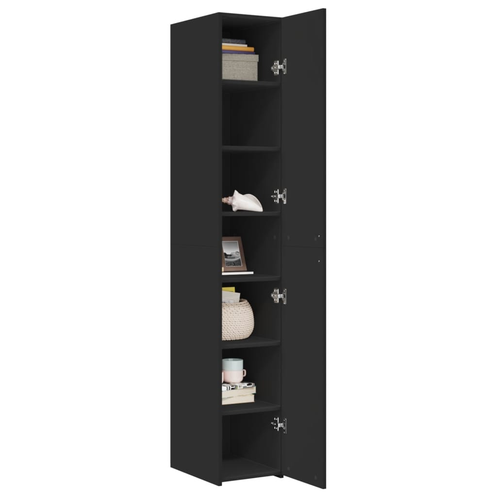 vidaXL Dulap înalt, negru, 30x42,5x185 cm, lemn prelucrat