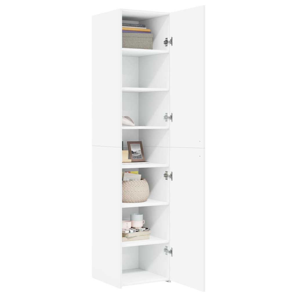 vidaXL Dulap înalt, alb, 40x42,5x185 cm, lemn prelucrat vidaXL Dulap înalt, alb, 40x42,5x185 cm, lemn prelucrat