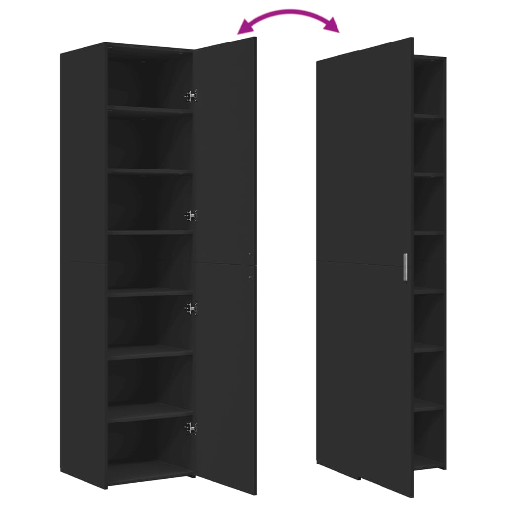 vidaXL Dulap înalt, negru, 45x42,5x185 cm, lemn compozit