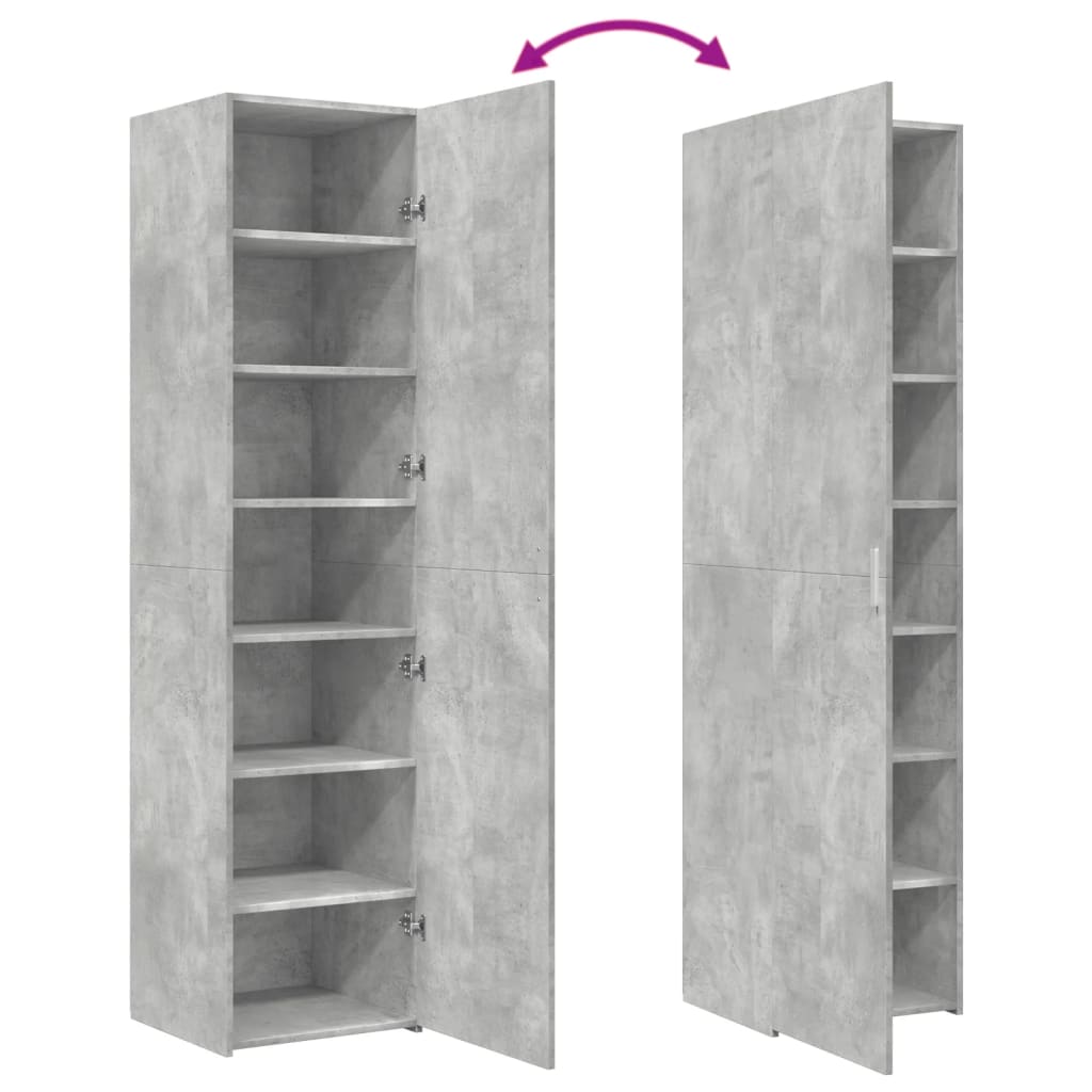 vidaXL Dulap înalt, gri beton, 45x42,5x185 cm, lemn compozit