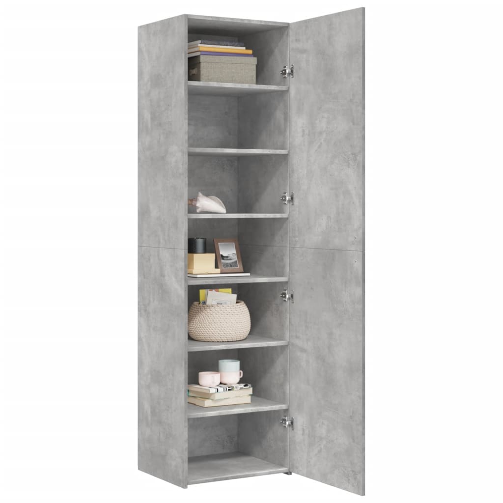 vidaXL Dulap înalt, gri beton, 50x42,5x185 cm, lemn prelucrat